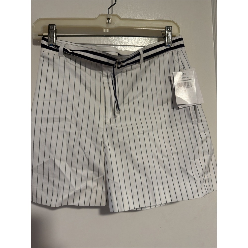 Ralph Lauren Golf Shorts Women's White With Black Stripe Bermuda Golf Size 4 NEW